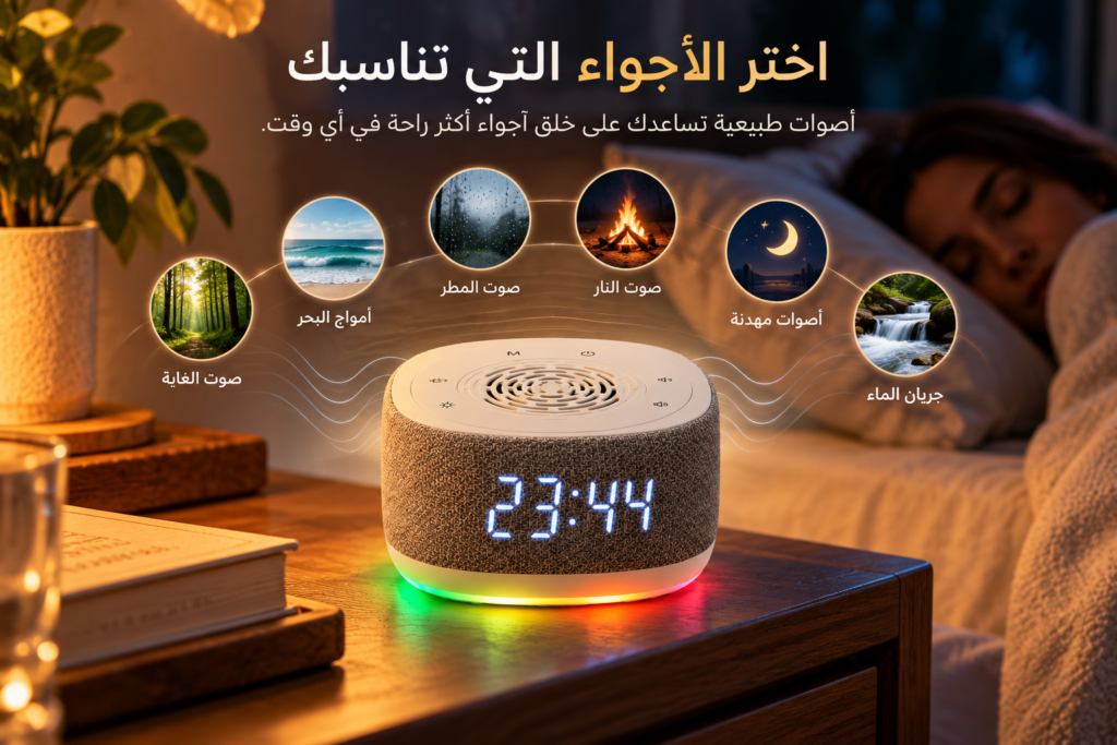 جهاز الضوضاء البيضاء مع بلوتوث وإضاءة